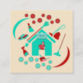 Moderne professionele schoonmaakdiensten Rood en B Vierkante Visitekaartje (Voorkant)