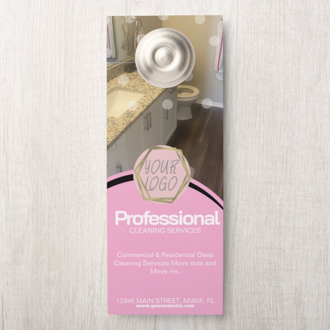 Moderne professionele schoonmaakdiensten Roze Deurhanger (Op knop)