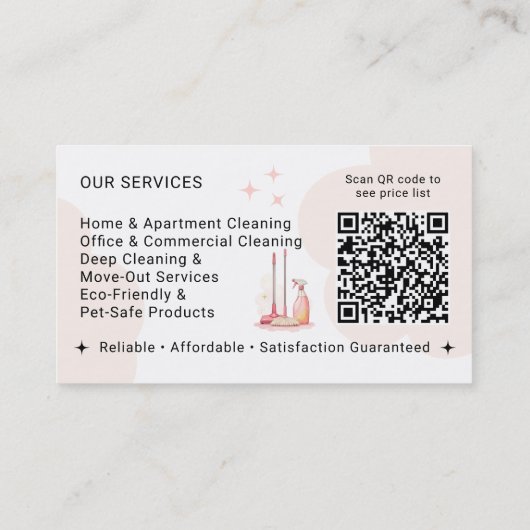 Moderne Professionele Schoonmaker Huishoudelijke Q Visitekaartje (Achterkant)