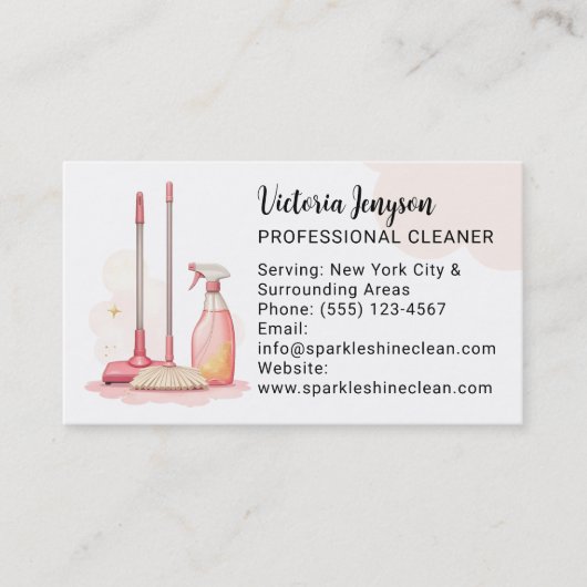Moderne Professionele Schoonmaker Huishoudelijke Q Visitekaartje (Voorkant)