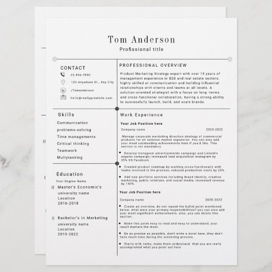 Moderne professionele Sjabloon (Voorkant / Achterkant)