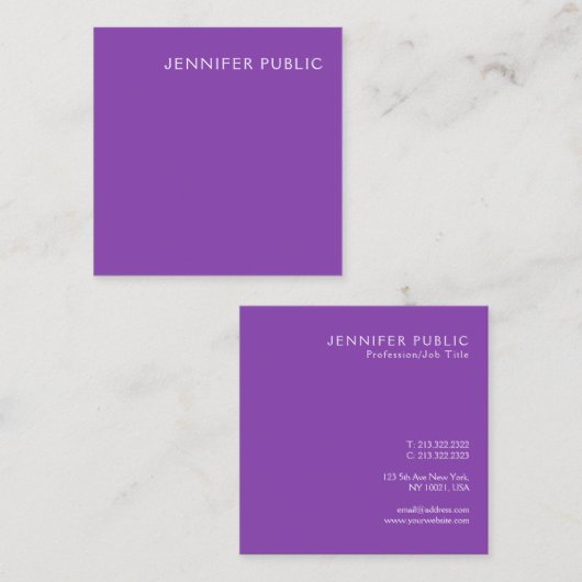 Moderne professionele Sjabloon van elegant Violet Vierkante Visitekaartje (Voorkant / Achterkant)