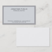Moderne, professionele slapte elegant grijs wit visitekaartje (Voorkant / Achterkant)