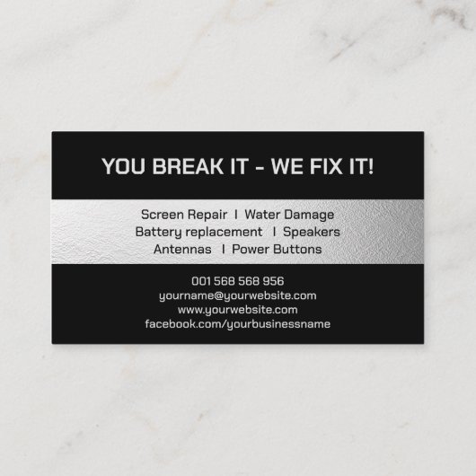Moderne professionele smartphonereparatie visitekaartje (Achterkant)