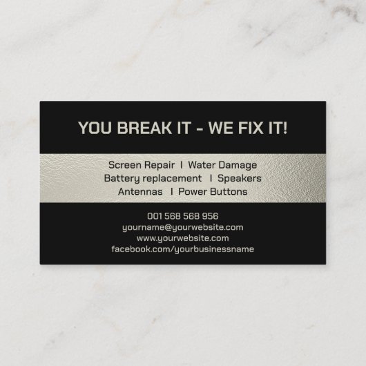 Moderne professionele smartphonereparatie visitekaartje (Achterkant)