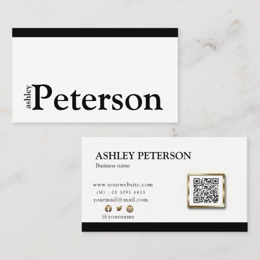 Moderne professionele standaard witte QR-code Visitekaartje (Voorkant / Achterkant)