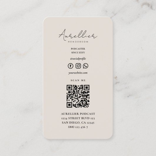 Moderne professionele stemacteur Sand Visitekaartje (Achterkant)