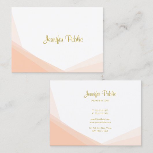 Moderne Professionele Stijlvolle Gouden Handgeschr Visitekaartje (Voorkant / Achterkant)