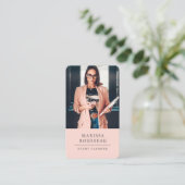 Moderne professionele stoffige roze foto notaris visitekaartje (Staand voorkant)