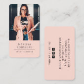 Moderne professionele stoffige roze foto notaris visitekaartje (Voorkant / Achterkant)