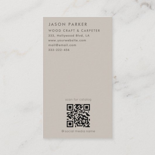 Moderne professionele timmerman Qr-code Visitekaartje (Achterkant)