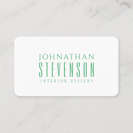 Moderne professionele tinten wit en Zee groen Visitekaartje (Voorkant)