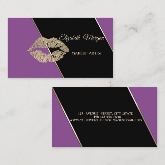 Moderne professionele Violet Stripe lips Visitekaartje (Voorkant / Achterkant)