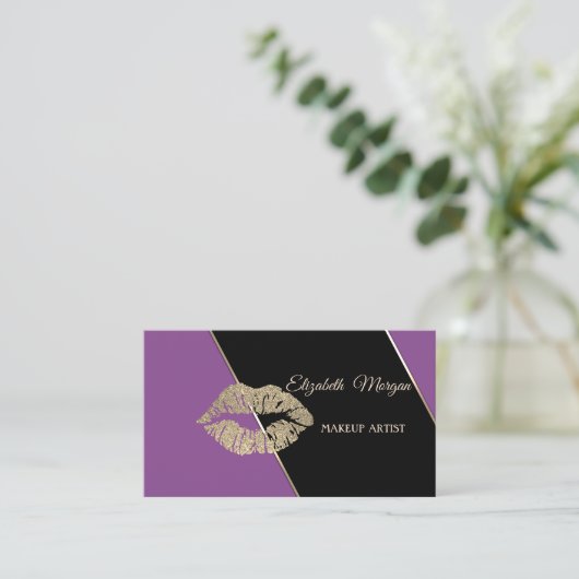 Moderne professionele Violet Stripe lips Visitekaartje (Staand voorkant)