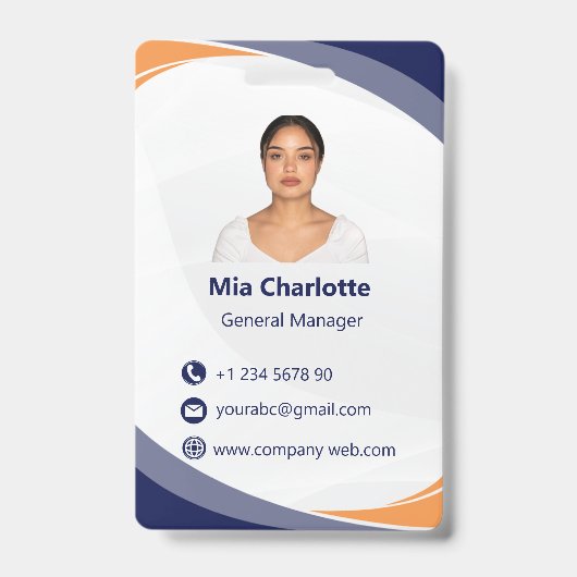 Moderne professionele visitekaart met foto badge (Voorzijde)