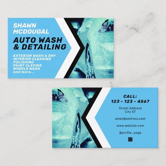 Moderne professionele wasmachine geïnspireerde bus visitekaartje (Voorkant / Achterkant)