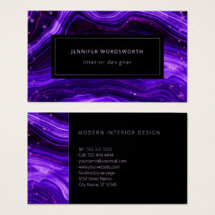 Moderne professionele Waterverf Agate Paarse Geode Visitekaartje