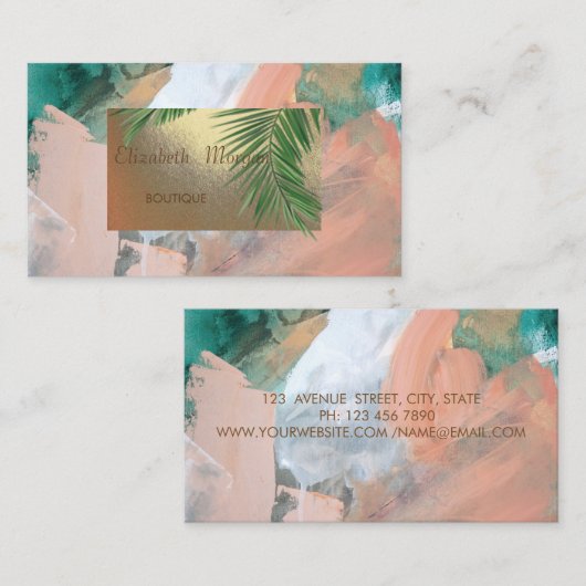 Moderne professionele Waterverf, Palm Leaf Visitekaartje (Voorkant / Achterkant)