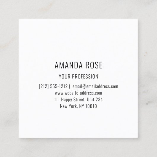 Moderne Professionele Witte Lichtgevende Douane Lo Vierkante Visitekaartje (Achterkant)