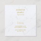 Moderne Professionele Witte Marmeren Gouden Tekst Vierkante Visitekaartje (Achterkant)