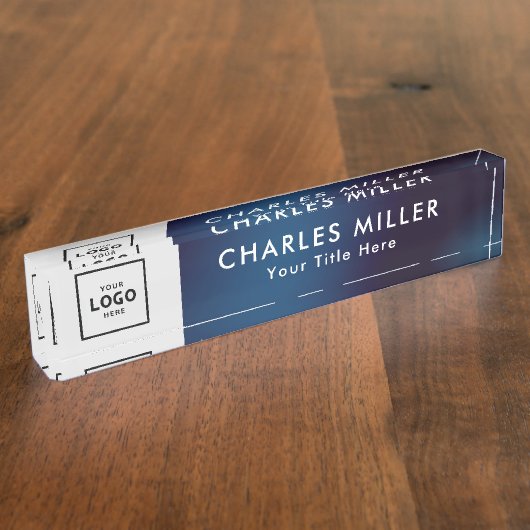 Moderne professionele zakelijke logo Desk Naambordje (Zijkant)