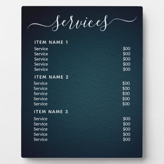 Moderne professionele zakelijke prijslijst fotoplaat (Voorkant)