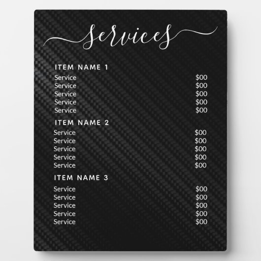 Moderne professionele zakelijke prijslijst fotoplaat (Voorkant)