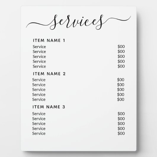 Moderne professionele zakelijke prijslijst fotoplaat (Voorkant)