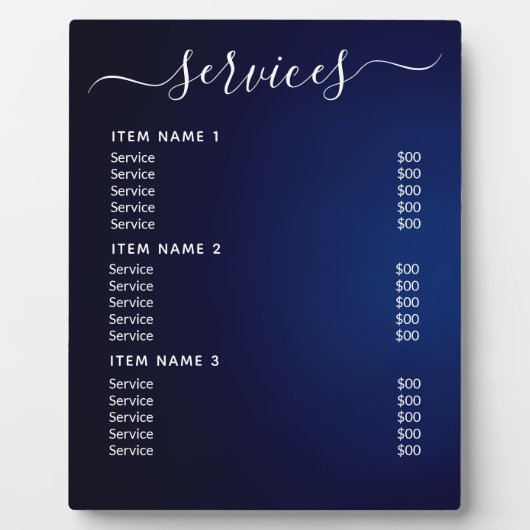 Moderne professionele zakelijke prijslijst fotoplaat (Voorkant)