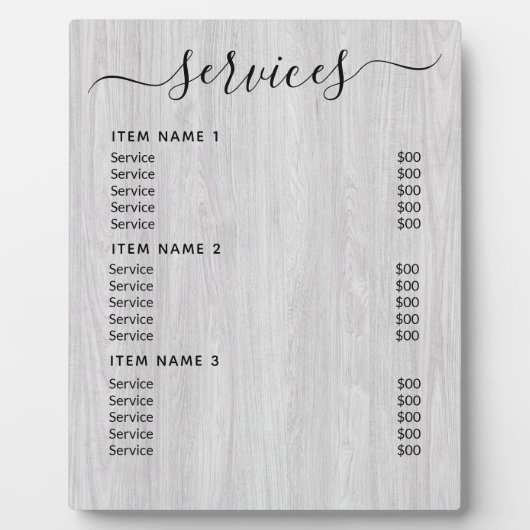 Moderne professionele zakelijke prijslijst fotoplaat (Voorkant)