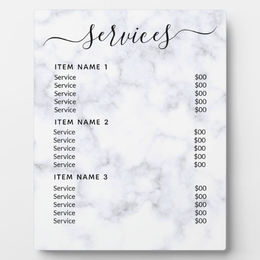 Moderne professionele zakelijke prijslijst fotoplaat (Voorkant)