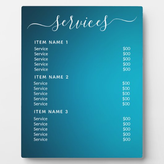 Moderne professionele zakelijke prijslijst fotoplaat (Voorkant)