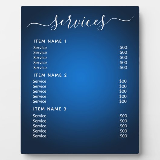 Moderne professionele zakelijke prijslijst fotoplaat (Voorkant)