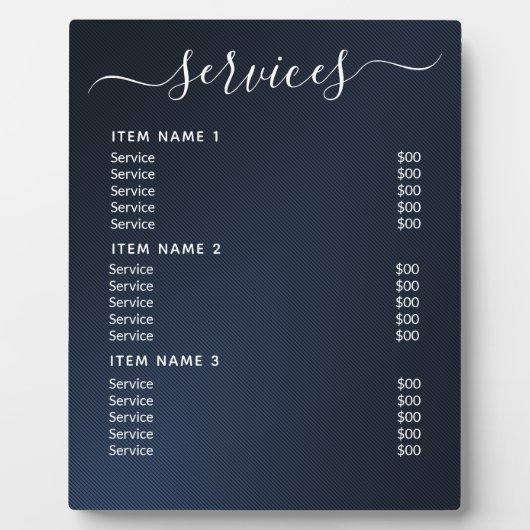 Moderne professionele zakelijke prijslijst fotoplaat (Voorkant)