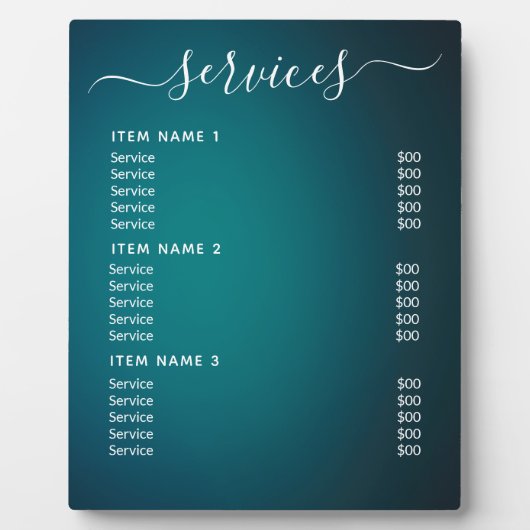 Moderne professionele zakelijke prijslijst fotoplaat (Voorkant)