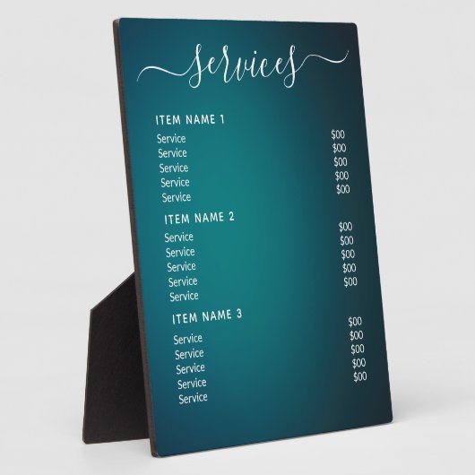 Moderne professionele zakelijke prijslijst fotoplaat (Zijkant)