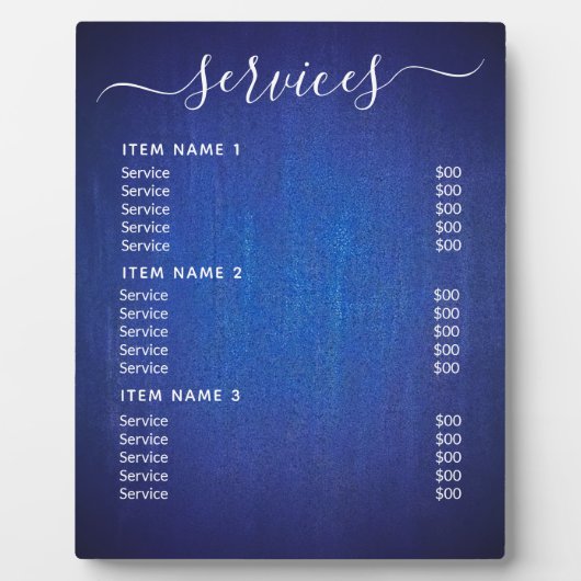 Moderne professionele zakelijke prijslijst fotoplaat (Voorkant)