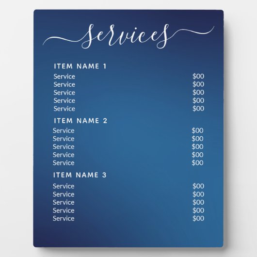 Moderne professionele zakelijke prijslijst fotoplaat (Voorkant)