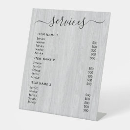 Moderne professionele zakelijke prijslijst reclamebord met voetstuk