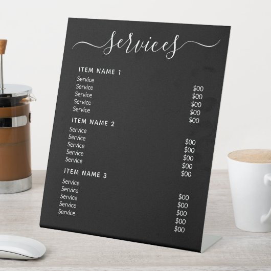 Moderne professionele zakelijke prijslijst reclamebord met voetstuk (Insitu)