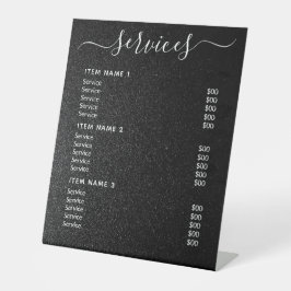 Moderne professionele zakelijke prijslijst reclamebord met voetstuk