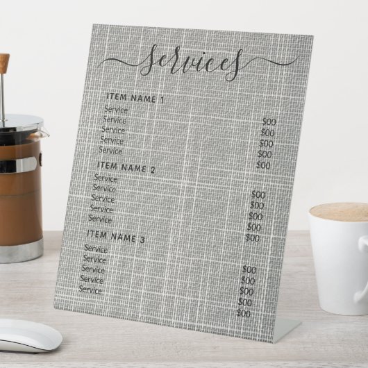 Moderne professionele zakelijke prijslijst reclamebord met voetstuk (Insitu)