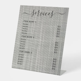 Moderne professionele zakelijke prijslijst reclamebord met voetstuk