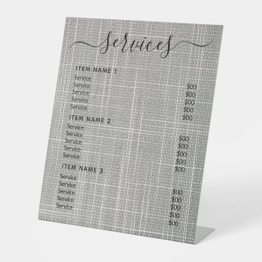 Moderne professionele zakelijke prijslijst reclamebord met voetstuk (Voorkant)