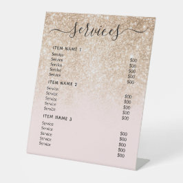 Moderne professionele zakelijke prijslijst reclamebord met voetstuk