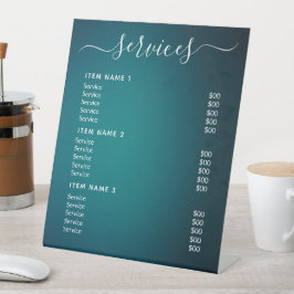 Moderne professionele zakelijke prijslijst reclamebord met voetstuk