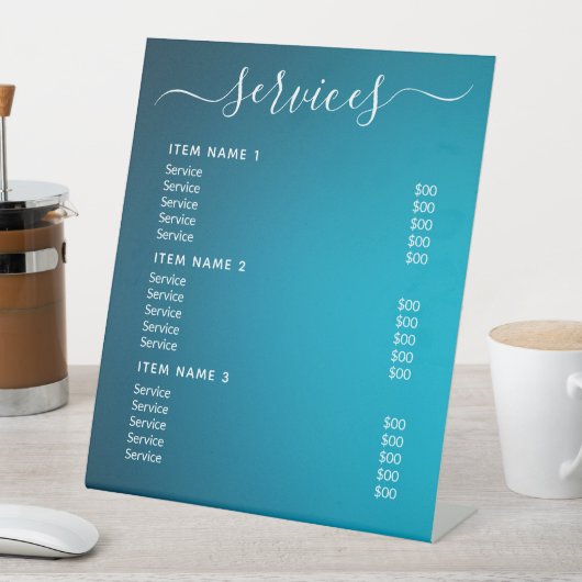 Moderne professionele zakelijke prijslijst reclamebord met voetstuk (Insitu)
