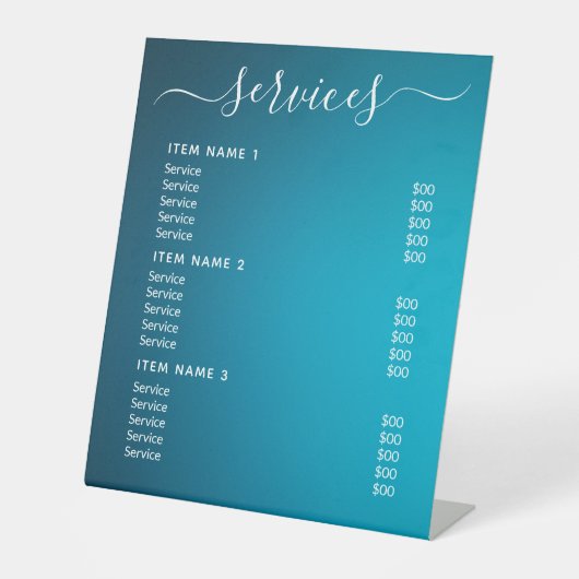 Moderne professionele zakelijke prijslijst reclamebord met voetstuk (Voorkant)