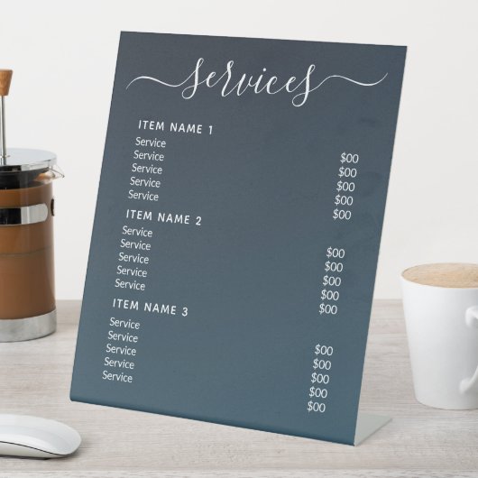 Moderne professionele zakelijke prijslijst reclamebord met voetstuk (Insitu)