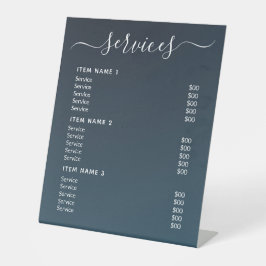 Moderne professionele zakelijke prijslijst reclamebord met voetstuk